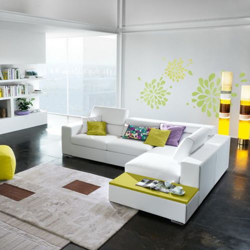 Divano d'angolo - URBAN - Corazzin Group - Contract & hotel - contemporaneo / in tessuto / con tavolo integrato