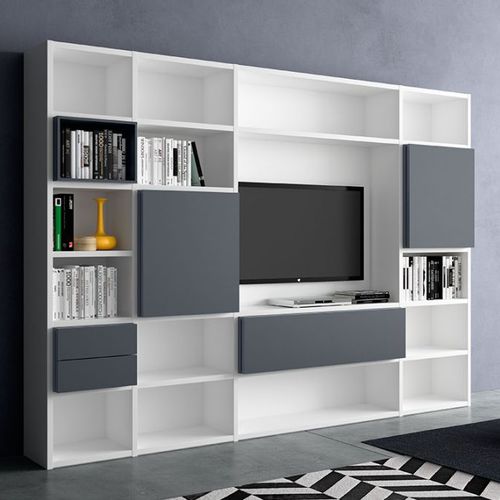 Parete attrezzata per soggiorno contemporanea - LOGIC BOOK-03 - Morassutti Arredamenti - in legno laccato