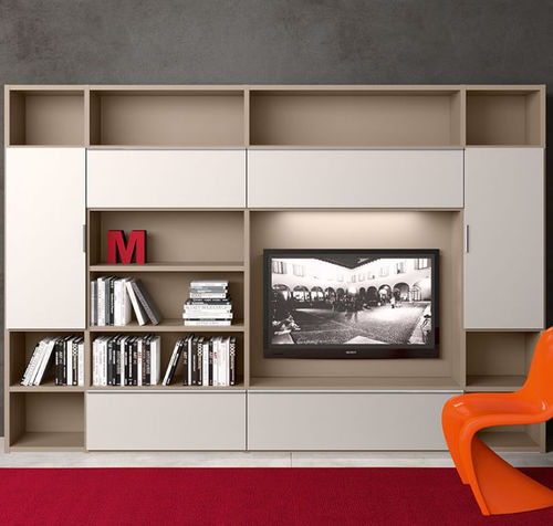 Parete attrezzata per soggiorno contemporanea - LOGIC BOOK-04 - Morassutti Arredamenti - in legno laccato