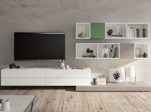 Parete attrezzata TV contemporaneo - LIVE-01 - Morassutti Arredamenti - in legno laccato