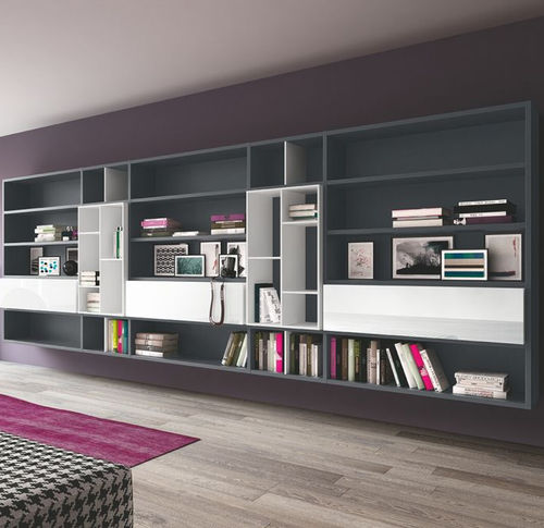 Parete attrezzata per soggiorno contemporanea - LOGIC SYSTEM 01 - Morassutti Arredamenti - in legno laccato