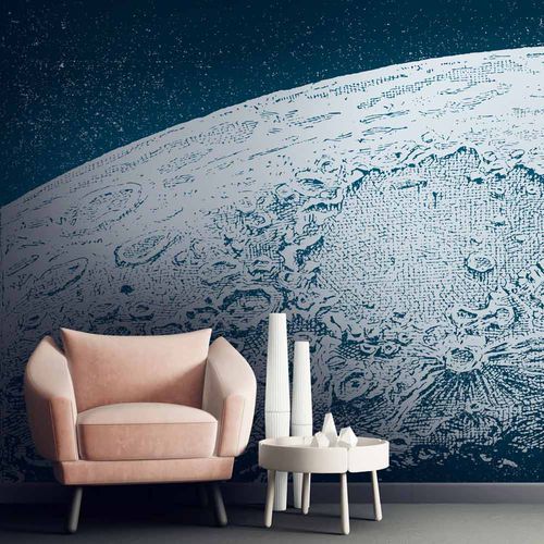 Carta da parati design originale - MOON MN3028 - LGD01 décor mural sur mesure - panoramica / aspetto tessuto / blu