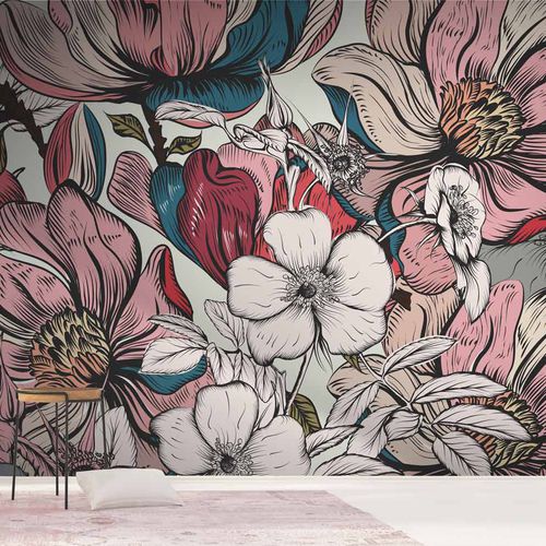 Carta da parati contemporanea - FLORALY FY0687 - LGD01 décor mural sur mesure - con motivi naturali / con motivi floreali / panoramica