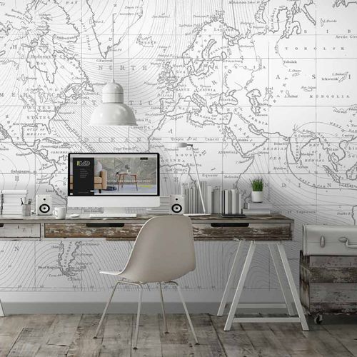Carta da parati design - GEOMAP GM0395 - LGD01 décor mural sur mesure - panoramica / con motivo a mappa / in tessuto non tessuto