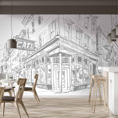 Carta da parati design originale - CAFESTREET CF8025 - LGD01 décor mural sur mesure - panoramica / con motivo urbano / in tessuto non tessuto