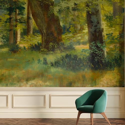 Carta da parati classica - NUIT D’AMOUR DES PEINTRES - LGD01 décor mural sur mesure - con motivi naturali / aspetto tessuto / verde