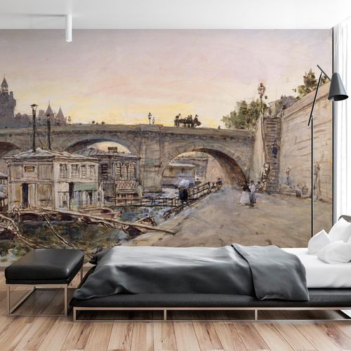 Carta da parati classica - LE PONT NOTRE-DAME - LGD01 décor mural sur mesure - con motivo urbano / aspetto tessuto / colore personalizzabile