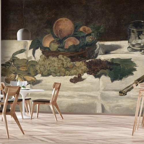 Carta da parati classica - FRUITS SUR UNE TABLE - LGD01 décor mural sur mesure - a motivi / aspetto tessuto / colore personalizzabile