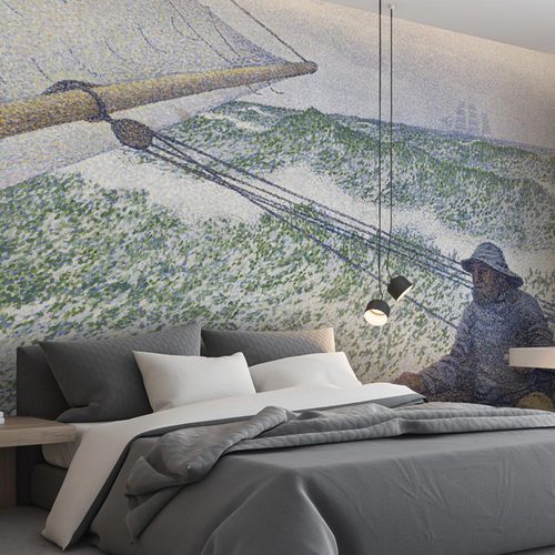 Carta da parati classica - L’HOMME À LA BARRE - LGD01 décor mural sur mesure - con motivi naturali / con motivo a onde / aspetto tessuto