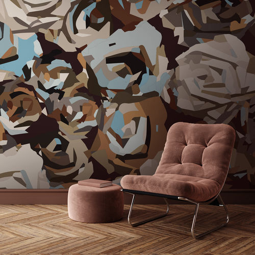 Carta da parati contemporanea - HUNA - LGD01 décor mural sur mesure - con motivi floreali / aspetto tessuto / aspetto mosaico