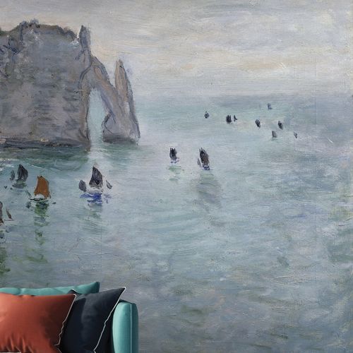 Carta da parati classica - ETRETAT - LGD01 décor mural sur mesure - con motivi naturali / aspetto tessuto / colore personalizzabile