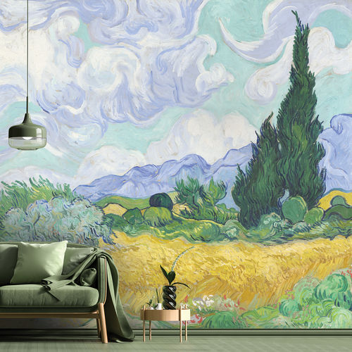 Carta da parati classica - UN CHAMP DE BLE - LGD01 décor mural sur mesure - con motivi naturali / aspetto tessuto / colore personalizzabile