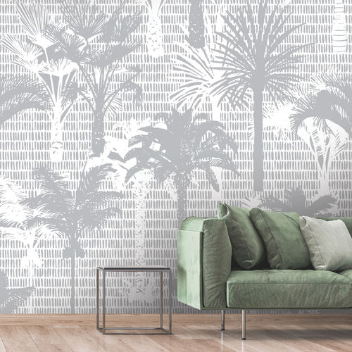 Carta da parati contemporanea - SILWET SW1007 - LGD01 décor mural sur mesure - floreale / grigia / bianca