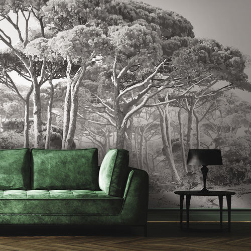 Carta da parati contemporanea - PINEA PA0821 - LGD01 décor mural sur mesure - con motivi naturali / panoramica / grigia
