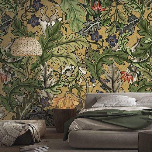 Carta da parati contemporanea - FOGLIA FG2608 - LGD01 décor mural sur mesure - con motivi floreali / panoramica / verde
