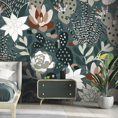 Carta da parati in stile scandinavo - SUCCULENTE ST6708 - LGD01 décor mural sur mesure - con motivi naturali / floreale / panoramica