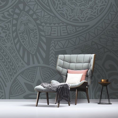 Carta da parati etnica - POLYNESIA PL3809 - LGD01 décor mural sur mesure - panoramica / con motivi geometrici / blu