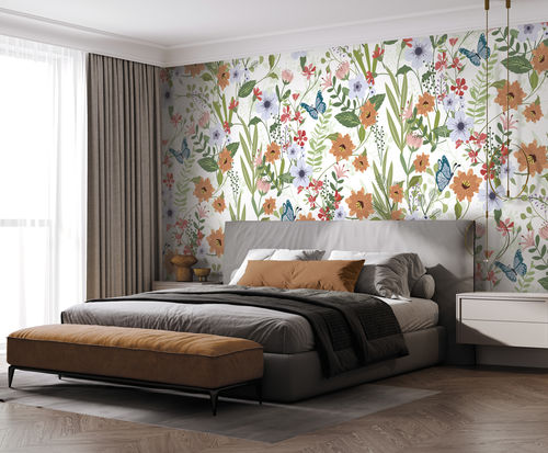 Carta da parati contemporanea - FLORAISON - LGD01 décor mural sur mesure - con motivi naturali / con motivi floreali / panoramica