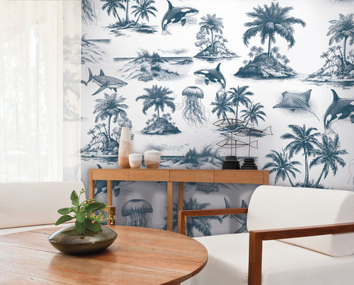 Carta da parati classica - ATOLL - LGD01 décor mural sur mesure - con motivi naturali / con animali / con motivo toile de jouy