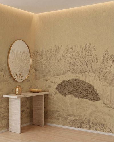 Carta da parati contemporanea - BRUYAGE doré - LGD01 décor mural sur mesure - in poliestere / con scene / personalizzabile