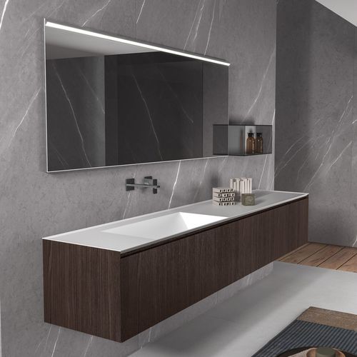 Mobile lavabo doppio - IKON - BMT Bagni - sospeso / in legno / contemporaneo
