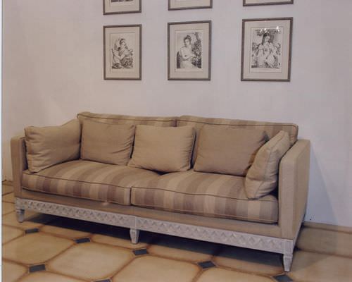 Divano classico - DEAUVILLE  - PROVENCE & FILS - in tessuto / marrone / 3 posti