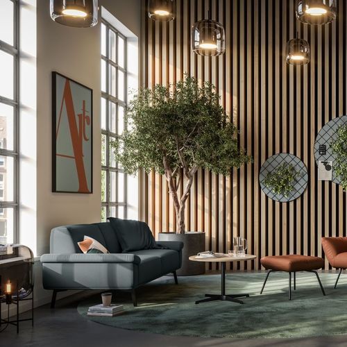 Divano minimalista - SALO - ASSMANN BÜROMÖBEL GMBH & CO. KG - in metallo / con braccioli / imbottito