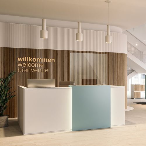Divisorio per ufficio su scrivania - VITECO - ASSMANN BÜROMÖBEL GMBH & CO. KG - in vetro acrilico / in alluminio / di protezione