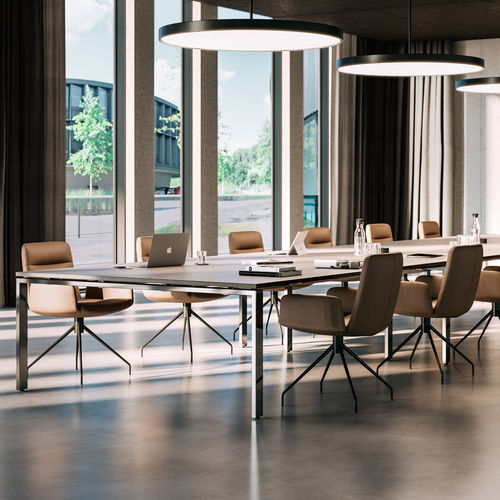 Tavolo da riunione design minimalista - SOLOS - ASSMANN BÜROMÖBEL GMBH & CO. KG - in legno / con supporto in alluminio / rettangolare