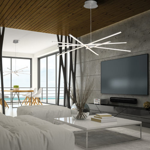 Lampadario contemporaneo - AIRE & STAR  - Mantra - in metallo / da 5 lampadine / lineare