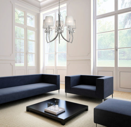 Lampadario contemporaneo - LOEWE - Mantra - in cristallo / in metallo / da 5 lampadine