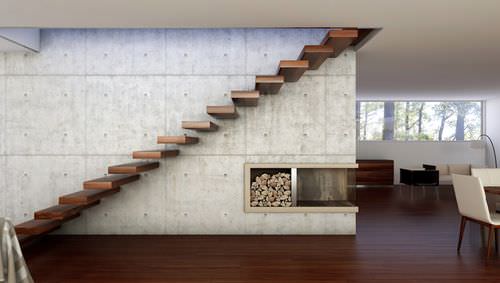 Scala dritta - 800 - Interbau - con gradini in legno / contemporanea / sospesa