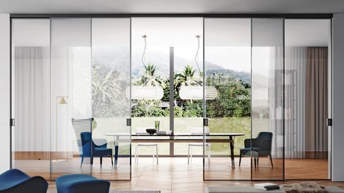Sistema scorrevole in alluminio - PLANA CRYSTAL - Bertolotto Porte - in vetro / in legno / per porta