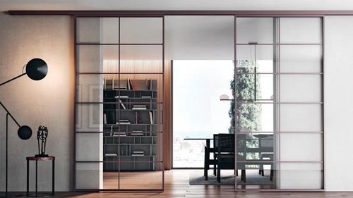 Separatore di spazi in alluminio - PLANA SYSTEM NEVADA - Bertolotto Porte - in vetro / in materiale laminato / in vetro temprato