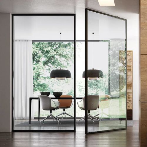 Porta da interno - VELA CRYSTAL - Bertolotto Porte - in alluminio / in vetro temprato / in vetro