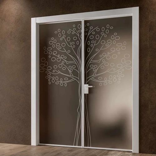 Porta finestra a bilico - NATURA ULIVO - Bertolotto Porte - battente / in vetro temprato / su misura
