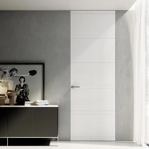 Porta da interno - MINIMA PLUS - Bertolotto Porte - in legno massiccio / in alluminio anodizzato / scorrevole