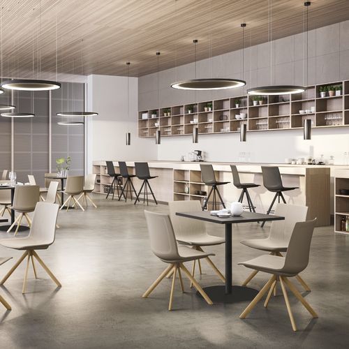 Tavolo da conferenza design minimalista - LINER - Aresline - in laminato / con supporto in metallo / rotondo