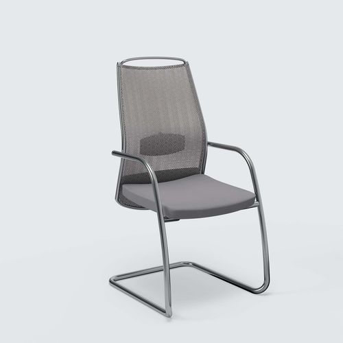 Sedia visitatore contemporanea - LINK PLUS - Aresline - da interno / in rete / in acciaio