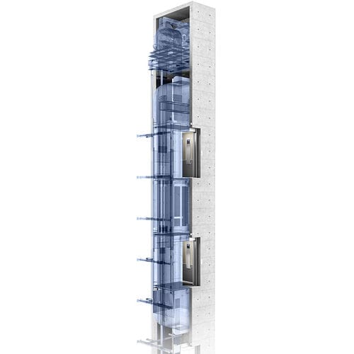 Ascensore elettrico - DOUBLE DECK - ThyssenKrupp Fahrtreppen - per il settore terziario / per edificio alto / da interno