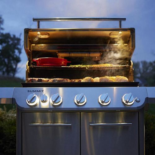 Barbecue a gas - SUMMIT FS38 S - Weber EUROPE - con rotelle / in acciaio inossidabile / con contenitore