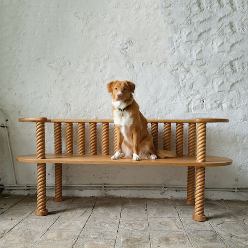Panca design scandinavo - SKAGERAK - Hans Hansen Furniture - in rovere / con schienale / con braccioli