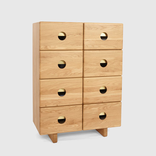 Credenza alta - CRAFT BRASS - Hans Hansen Furniture - design scandinavo / in rovere / con cassetti