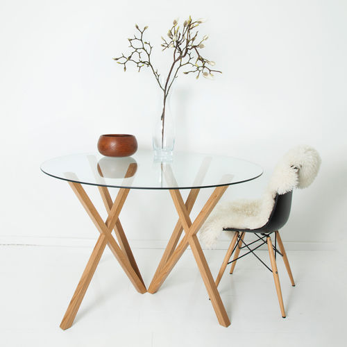 Tavolo design scandinavo - MIKA - Hans Hansen Furniture - in vetro / con supporto in quercia / rettangolare
