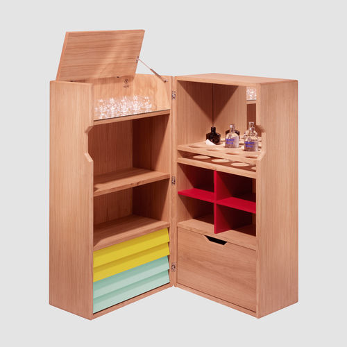 Mobile bar design scandinavo - REMIX (D)RUNK - Hans Hansen Furniture - in MDF / in quercia naturale / con cassetti