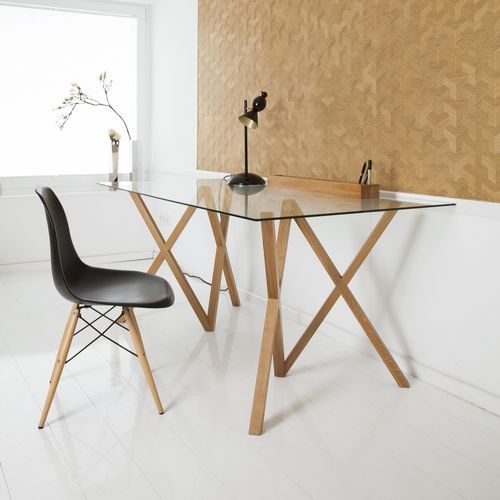 Tavolo contemporaneo - MIKA #200  - Hans Hansen Furniture - in vetro / con supporto in quercia / rettangolare