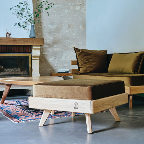 Pouf design scandinavo - REMIX - Hans Hansen Furniture - in tessuto / in rovere / quadrato