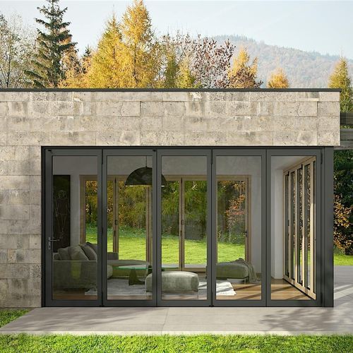 Vetrata scorrevole impilabile - NW Clad 740 - NanaWall - a libro / battente / in legno