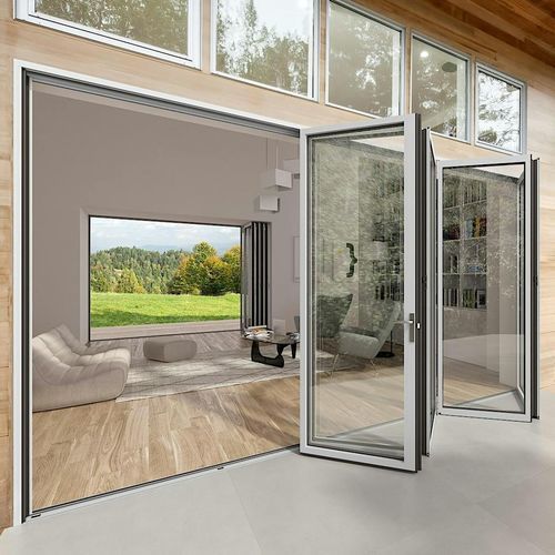 Vetrata scorrevole impilabile - NW 840 - NanaWall - a libro / con struttura in alluminio / a doppi vetri