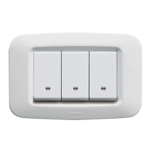 Interruttore a pulsante - RAL S45 - Ave - ad incasso / triplo / contemporaneo
